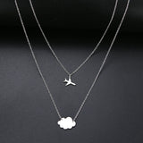 Sequins Cloud Necklace Aircraft Stars Heart Pendant Multilayer Chain Necklaces