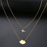Sequins Cloud Necklace Aircraft Stars Heart Pendant Multilayer Chain Necklaces