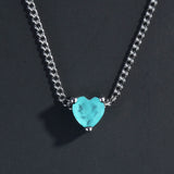 Heart-shaped 5mm Paraiba Tourmaline Necklace Pendant