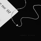 Silver Bead Choker Necklace Girl's Clavicle Chain