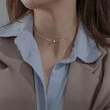 Silver Bead Choker Necklace Girl's Clavicle Chain