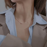 Silver Bead Choker Necklace Girl's Clavicle Chain