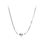 Silver Bead Choker Necklace Girl's Clavicle Chain