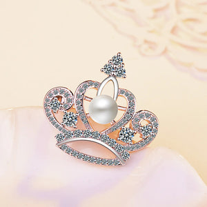 925 Silver Princess Crown Brooch for Women Wedding Buckle Brooch Pin