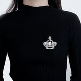 925 Silver Princess Crown Brooch for Women Wedding Buckle Brooch Pin