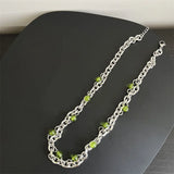 Titanium Steel Necklace Green Beads Punk Charm American Collar Hiphop