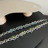 Titanium Steel Necklace Green Beads Punk Charm American Collar Hiphop