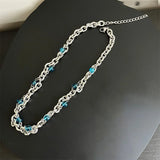 Titanium Steel Necklace Green Beads Punk Charm American Collar Hiphop