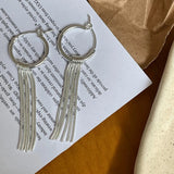 S925 Hoop Earrings Snake Bone Tassel Wedding Jewelry