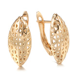 Vintage 585 Rose Geometric Hollow Oval Earrings