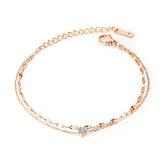 Zircon Multi-layered Anklet Rose Stainless Steel Jewelry