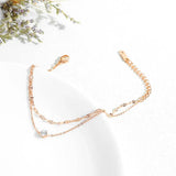 Zircon Multi-layered Anklet Rose Stainless Steel Jewelry