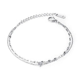 Zircon Multi-layered Anklet Rose Stainless Steel Jewelry