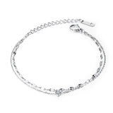 Zircon Multi-layered Anklet Rose Stainless Steel Jewelry