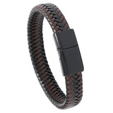 Braided Leather Bracelet with Alloy Magnet Buckle
