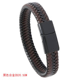 Braided Leather Bracelet with Alloy Magnet Buckle