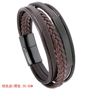 Men's Leather Bracelet Stainless Steel Student Jewelry