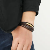 Men's Leather Bracelet Stainless Steel Student Jewelry