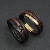 Men's Leather Bracelet Stainless Steel Student Jewelry