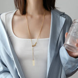 Hollow Rectangular Long Necklace Elegant Jumper Chain