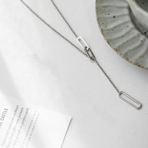 Hollow Rectangular Long Necklace Elegant Jumper Chain