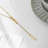 Hollow Rectangular Long Necklace Elegant Jumper Chain