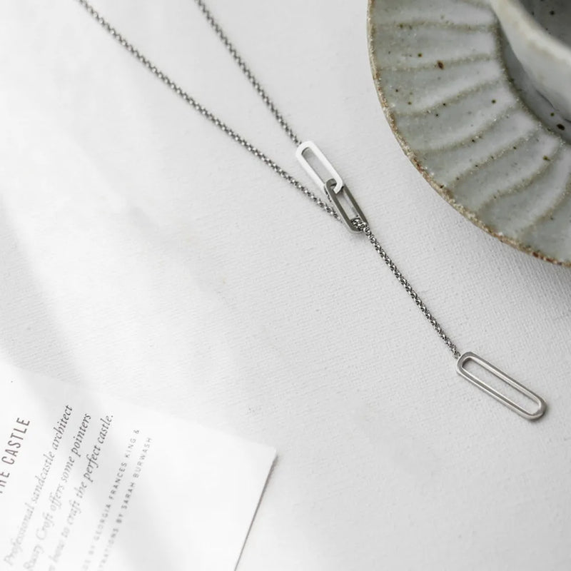 Hollow Rectangular Long Necklace Elegant Jumper Chain