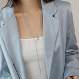 Hollow Rectangular Long Necklace Elegant Jumper Chain