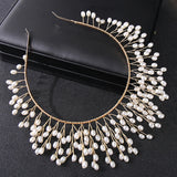 Simulated Pearls Hairband Rose Silver Bridal Headband