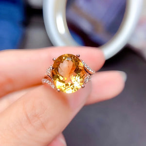 Citrine Temperament Open Ring Women's Jewelry Set