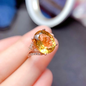 Citrine Temperament Open Ring Women's Jewelry Set