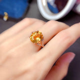 Citrine Temperament Open Ring Women's Jewelry Set