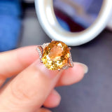 Citrine Temperament Open Ring Women's Jewelry Set