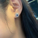 Vintage Hollow Square Sapphire Stud Earrings
