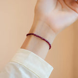 Natural Garnet Stones Beaded Strand Bracelets Dark Red with Purple
