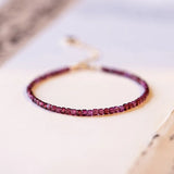Natural Garnet Stones Beaded Strand Bracelets Dark Red with Purple