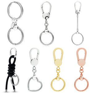 Heart Bag Holder Charm Key Ring 925 Silver Beads DIY Jewelry