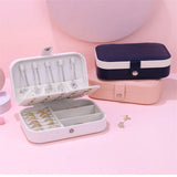 Small PU Leather Jewelry Box Travel Organizer Earring Ring Necklace Storage