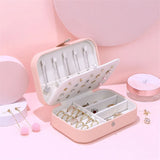 Small PU Leather Jewelry Box Travel Organizer Earring Ring Necklace Storage