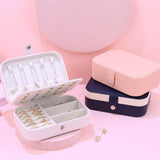 Small PU Leather Jewelry Box Travel Organizer Earring Ring Necklace Storage