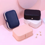 Small PU Leather Jewelry Box Travel Organizer Earring Ring Necklace Storage