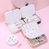 Small PU Leather Jewelry Box Travel Organizer Earring Ring Necklace Storage