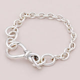 Smooth Chunky Infinity Knot Chain Bracelet Bangle 925 Sterling Silver Bead Charm