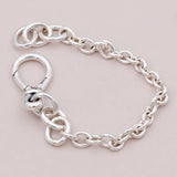Smooth Chunky Infinity Knot Chain Bracelet Bangle 925 Sterling Silver Bead Charm