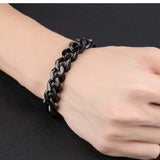 Cuban Chain Bracelet Heavy Thick Stainless Steel IP Plated Jewelry