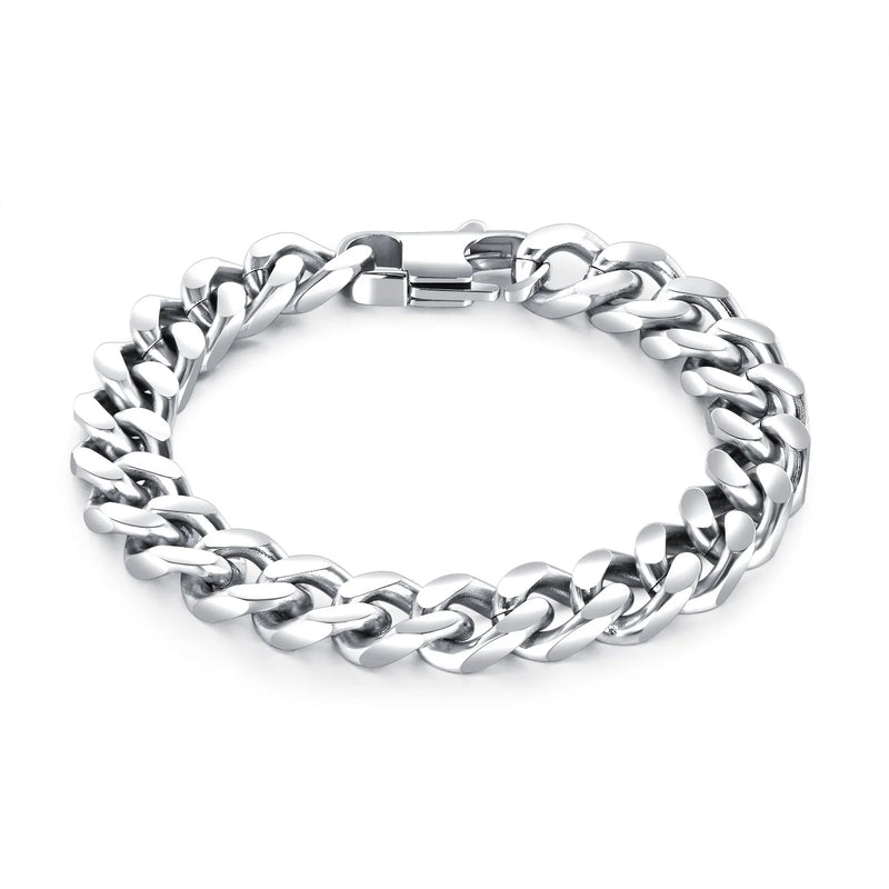 Cuban Chain Bracelet Heavy Thick Stainless Steel IP Plated Jewelry