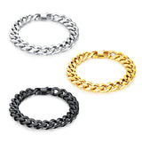 Cuban Chain Bracelet Heavy Thick Stainless Steel IP Plated Jewelry