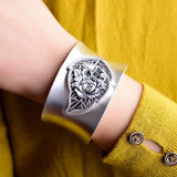 Snowflake Silver Bracelet Wide Face Ethnic Style