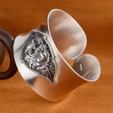 Snowflake Silver Bracelet Wide Face Ethnic Style