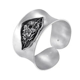 Snowflake Silver Bracelet Wide Face Open Retro Brushed Cooked Ethnic Style